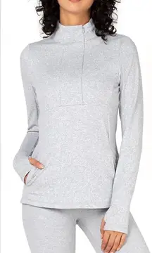 Kyodan Lorelai mock neck half zip sweatshirt, gray size petite small‎