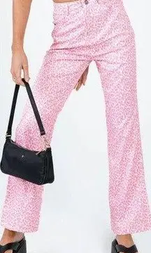 Princess Polly Womens Cheetah Print Flare Leg Ryllie Pants Size 4 Pink