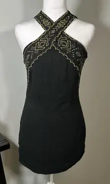 Piper Embroidered Black Mini‎ Dress Fits Like XS