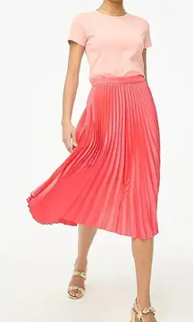 NWT J.Crew Factory Women's Medium Pink/Coral Pleated Elastic Waist‎ Midi Skirt