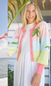 LoveShackFancy Dabney Palm Tree Cardigan Size XS EUC