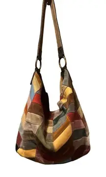 Vintage  Patchwork Leather & Suede Hobo Bag