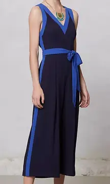 Anthropologie Elevenses Navy Blue‎ Open Back Wide Leg Becas Jumpsuit Size 4