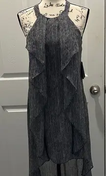 Halston Elegant Gray and white Sleeveless Dress