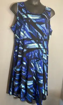 New York collection blue and black sleeveless dress