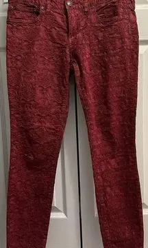 Free People Jacquard Textured Burgundy Cropped Pants Size 27