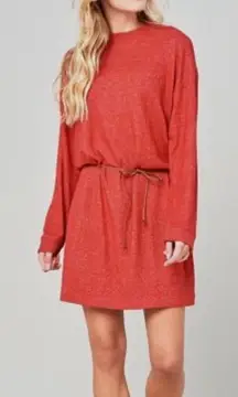 Rip Curl Red Heathered Long Sleeve Sweater Dress With Belt Size Medium