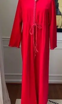 Vintage Vanity Fair Red Velour House Coat Robe Nightgown S M