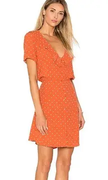 Auguste Revolve Lily Day Dress Classic Polka Dot in Rust Orange Ruffle B