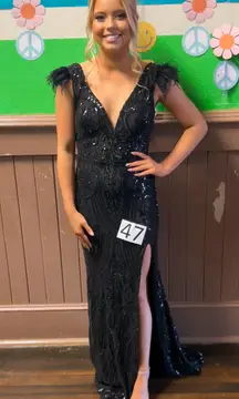 Windsor Black Sequin Prom Dress