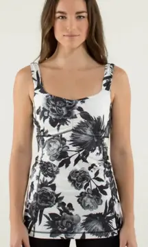 Lululemon Aria‎ Tank II Brisk Bloom Black White