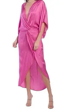 Young Fabulous and Broke NWT  Siren Maxi Dress Tropic Pink Revolve slit silky small