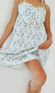Best Bow Babydoll Floral Spaghetti Strap CottageCore Mini Dress - Size Small