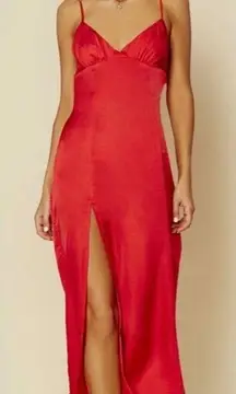 Planet  Tessa Satin Midi Dress Women’s Small Red Slip Dress Cocktail