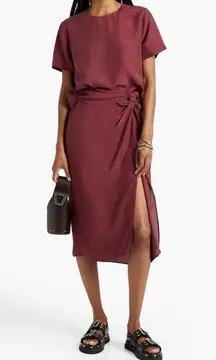 RAG & BONE Amber twist-front silk crepe de chine midi skirt