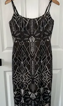 BCBGMaxAzria Alese black & white spaghetti strap lace cocktail dress size 2
