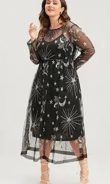 ⭐️🌙 Size 22 - 24 3x BloomChic Halloween Moon And Star Embroidered Mesh Dress