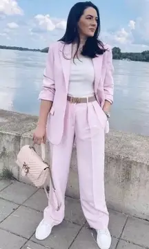 Zara STRAIGHT BLAZER JACKET Pastel Pink Color Size S NEW