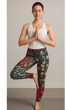 ONZIE Rainbow Geometric Abstract Low Rise Leggings Hot Yoga Pants Size S/M