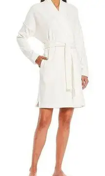 Ugg Braelyn II White Robe, Solid Knit Fleece Short Wrap‎ Cozy Robe