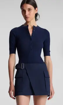 NWT A.L.C. ALC Fisher Fine Cotton Knit Top Navy Sz Small Large $295‎