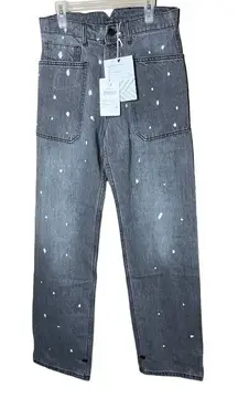 Sandrine Rose Womens Polka Dot Gray Wide Leg Button Fly Buckle Back NWT Size 27‎