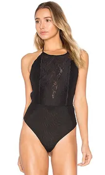 Black Dance Around Floral Lace Bodysuit