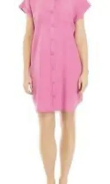 Wonderly Women's Short Cap Sleeve Shirtdress Hamilton Pink Button Down S