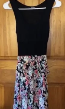 EUC Tally Weijl Black and Floral Skater Dress, Size 34