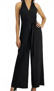 Julia Jordan Tie Waist Wide Leg Halter Jumpsuit Navy Blue Size 6 NWT