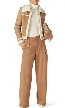 RTR sz Large Jonathan simkhai tan adelynn faux sherpa lined long sleeve jacket