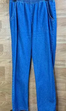 Vintage Blair High Rise Elastic Stretch Waistband Pull On Denim Pants Si…