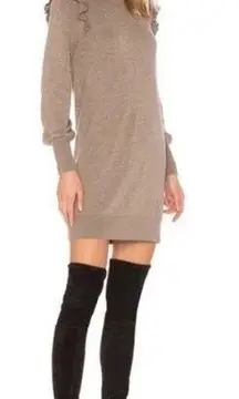 Joie  Catriona Sweater Dress in Heather Mushroom Tan Wool Silk Blend Size XS