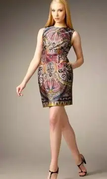 Nanette Lepore  Sz 4 Paisley Print Silk Mini Cocktail Dress Sleeveless Boho Gypsy