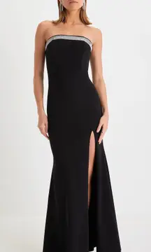 Glamorous Influence Black Rhinestone Strapless Maxi Dress