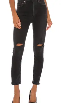 AGOLDE Nico Button Fly High Rise Slim Jeans in Cassette Size 31