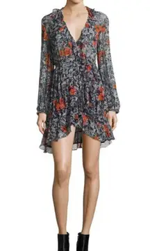 IRO Villia Printed Wrap Mini Dress w/ Ruffled Trim sz 36 US 4