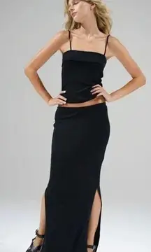 Steph Ribbed Maxi Skirt in Black NWT Size XS Retail $125