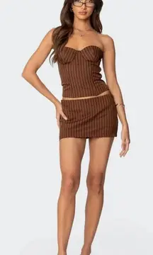 Edikted Jennifer Pinstripe Mini Skort small