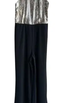 Bebe Black Jumpsuit With Gold Sequins‎ Size 4