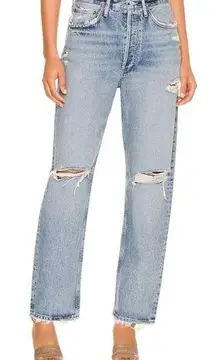 AGOLDE • 90's Mid Rise Loose jean straight distressed Isolate wash ripped baggy