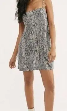 Free People  Wild Child Animal Print Spaghetti Micro Mini Fit Flare Dress Medium