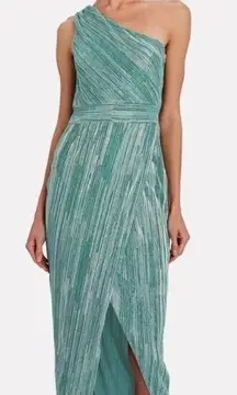 SAYLOR Alorna Midi Dress Metallic Pleat One Shoulder Size XS