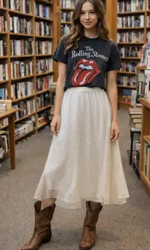 Rodebjer Larissia Sequin Maxi Skirt White Size S Polyester