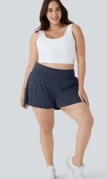 HALARA women's plus size 2X super high waisted pocket 2-in-1 yoga shorts 4" long