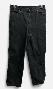 JM Collection Women’s Straight Leg Black Jeans with Elastic Sides