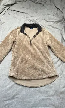 Fluffy beige quarter zip pullover