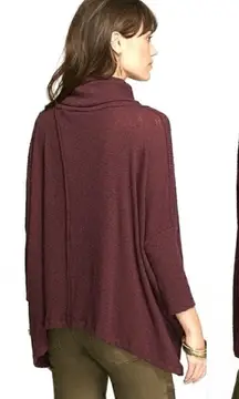 FP Beach | Free People Plum Split Back Cowl Neck Poncho Sweater - Size Large