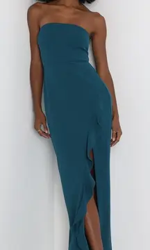 NWT Lulus After Hours Teal Strapless Ruffled Maxi Dress Wedding Bridesmaid Sz XL