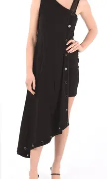 NEW Just Cavalli Asymmetric Draped Midi Dress size 46 IT Black